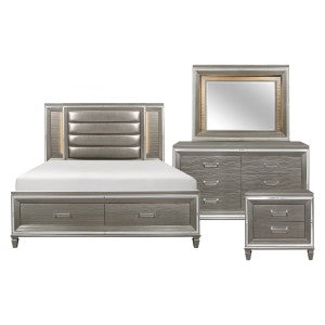 Tamsin Bedroom Collection 4pc in Silver and White