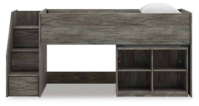 Frandern Loft Bed with Bookcase Storage