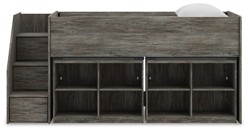 Frandern Loft Bed with Bookcase Storage