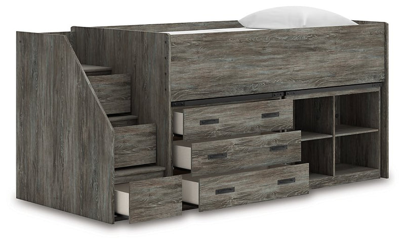 Frandern Loft Bed with Bookcase and Drawer Storage