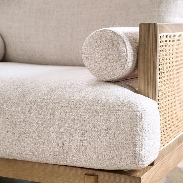 ALESUND Loveseat, Beige/Light Oak, Natural & Brown