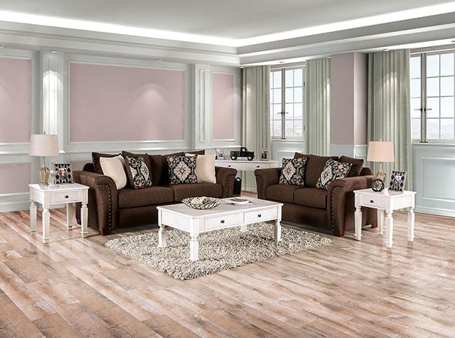 BELSIZE Loveseat Grey, Beige, & Choclate
