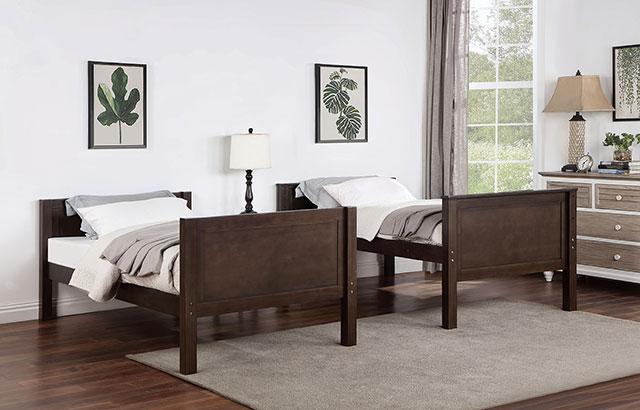 STAMOS Full/Full, Twin/Full, & Twin/twin Bunk Bed, Walnut