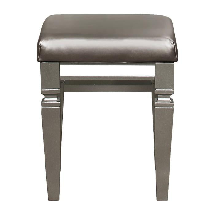 Tamsin Vanity Stool in Silver Grey Metallic