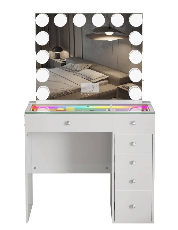 Diana Vanity Set -6 Storage Drawers with Mirror