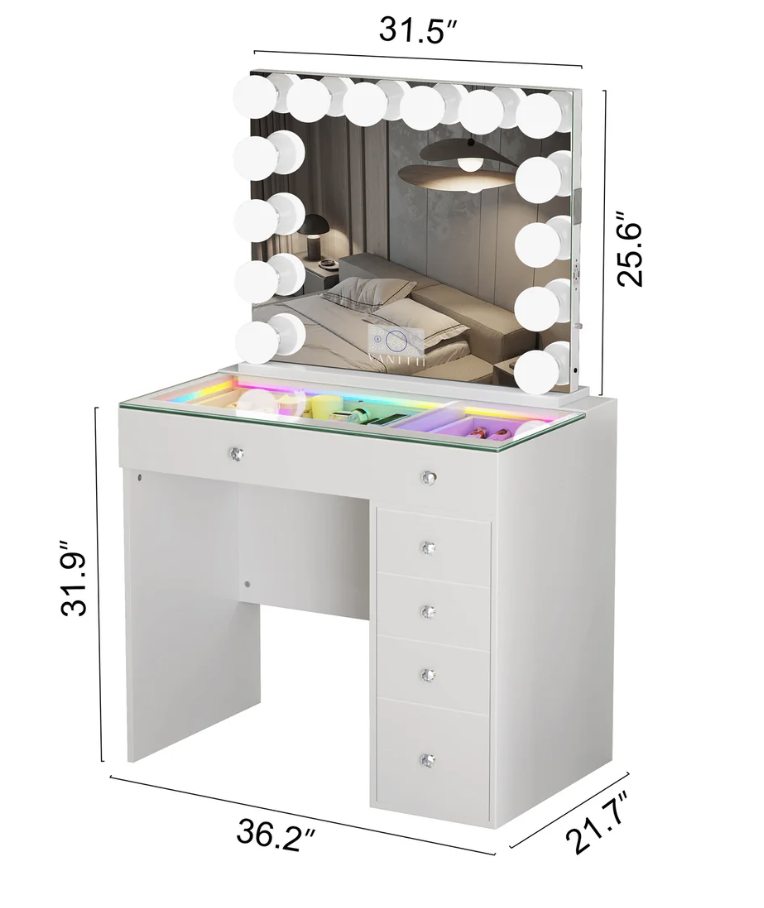 Diana Vanity Set -6 Storage Drawers with Mirror