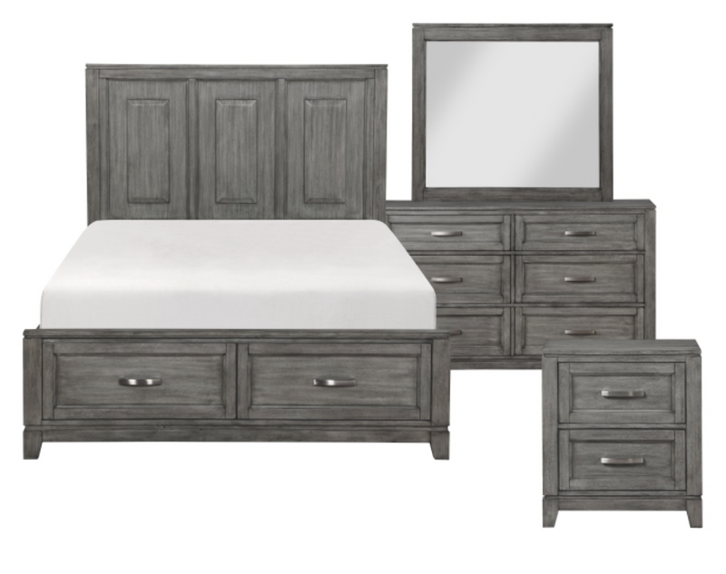 Garretson Queen 4 & 5 Piece Bed Set Gray & White