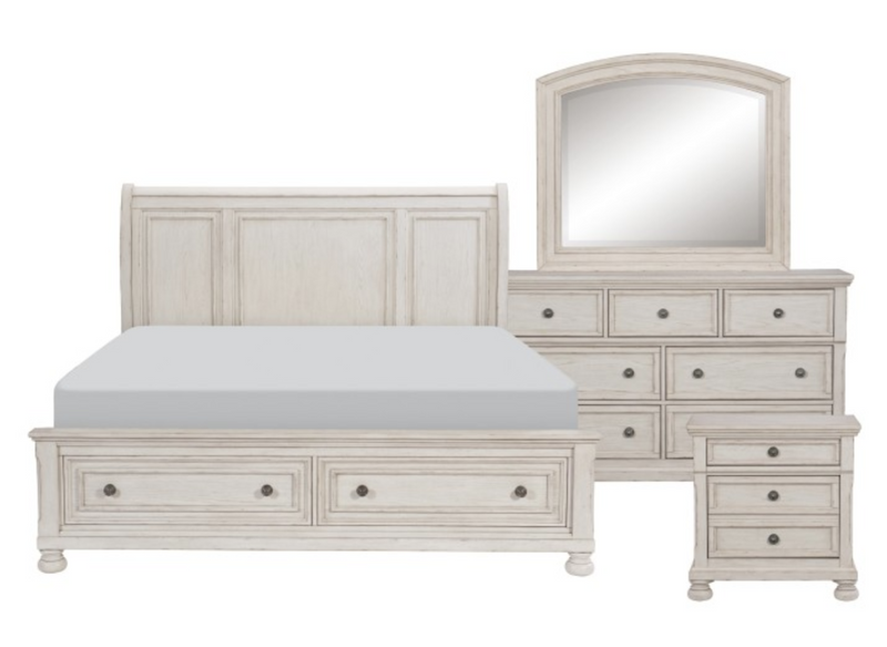 Bethel Collection 4 & 5 Piece Bedroom Set in Farmhouse White
