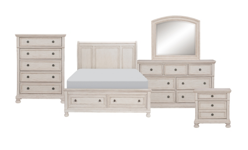 Bethel Collection 4 & 5 Piece Bedroom Set in Farmhouse White
