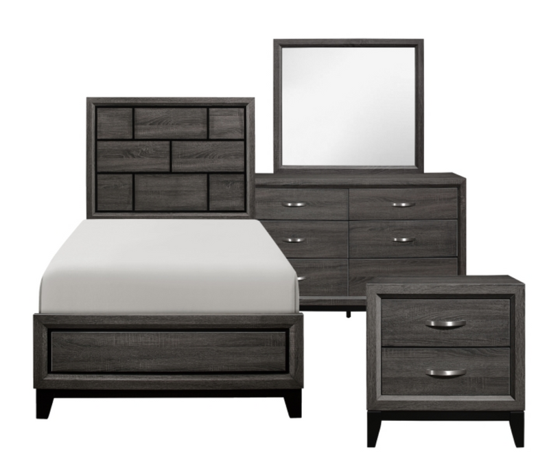 Davi Twin 4 & 5 Piece Bed Set Gray & White