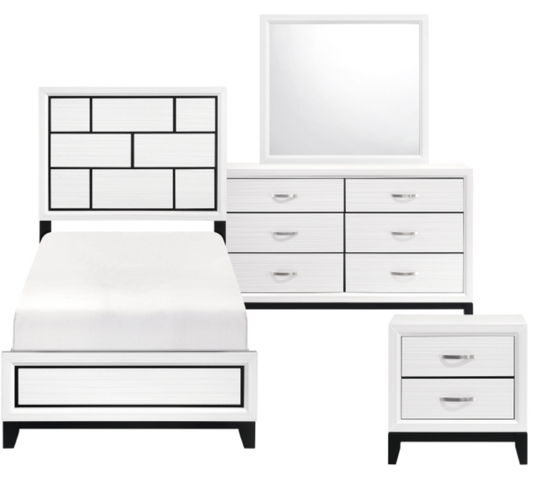Davi Twin 4 & 5 Piece Bed Set Gray & White