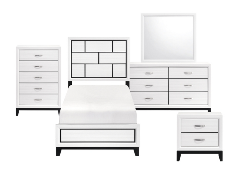 Davi Twin 4 & 5 Piece Bed Set Gray & White