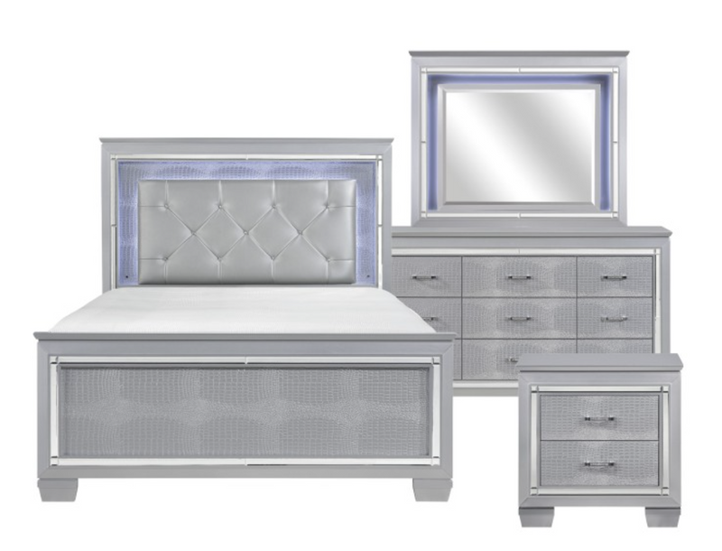 Silver Allura Collection 4 & 5 Piece Bedroom Set Queen/King