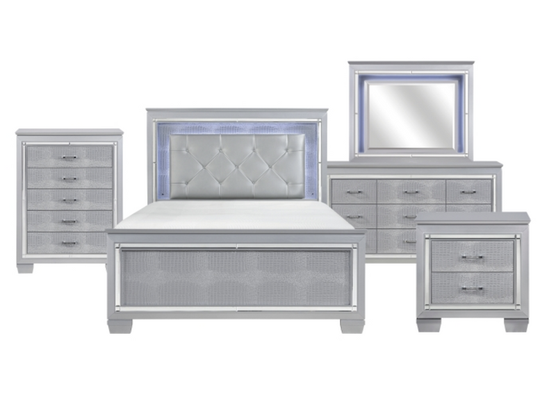 Silver Allura Collection 4 & 5 Piece Bedroom Set Queen/King