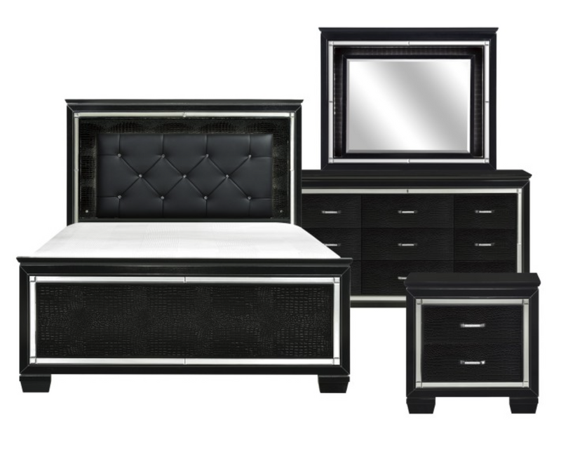 Black Allura Collection 4 & 5 Piece Bedroom Set Queen/King