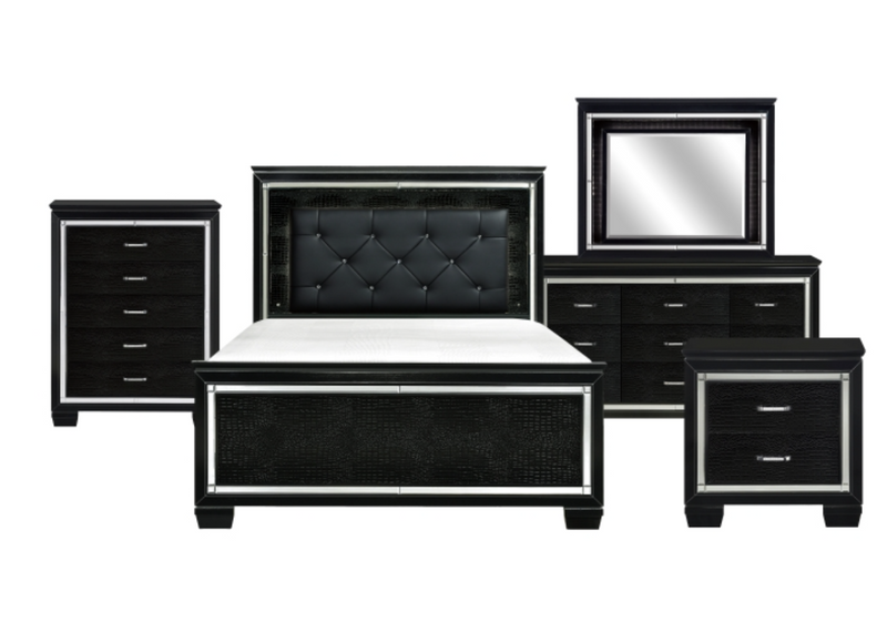 Black Allura Collection 4 & 5 Piece Bedroom Set Queen/King