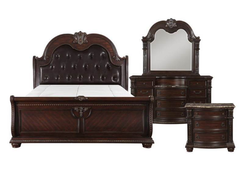 European Style Grand Sleigh Bedroom 4 & 5 Piece Set