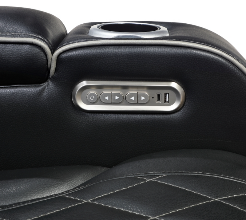 9516BLK-2PWH Power Double Reclining Love Seat with Center Console