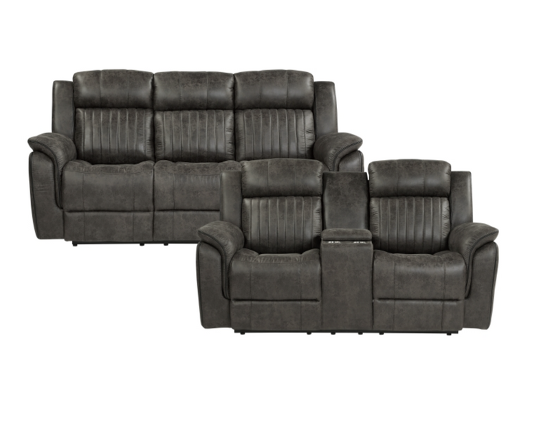 Centeroak Motion Sofa Set 2pc/3pc in Microfiber Gray or Brown