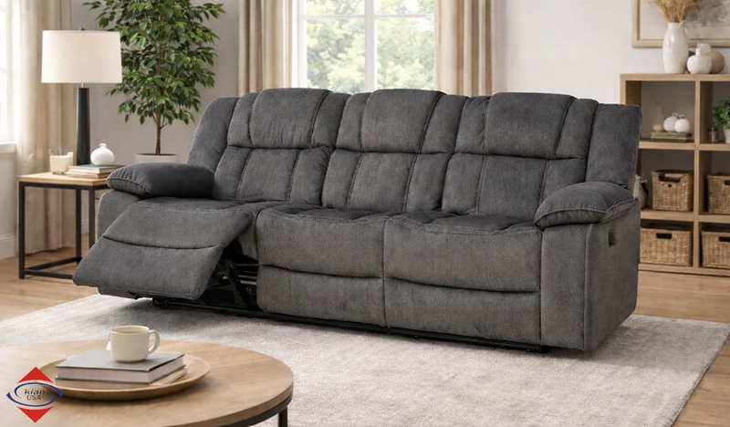 Kian USA Motion Sofa and Loveseat in Gray Fabric