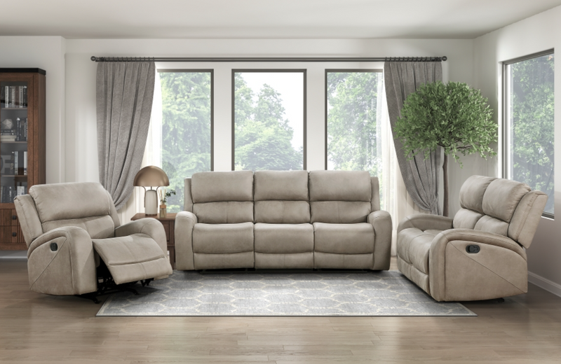 Pagosa Motion Sofa Set 2pc/3pc in Microfiber Brown or Gray