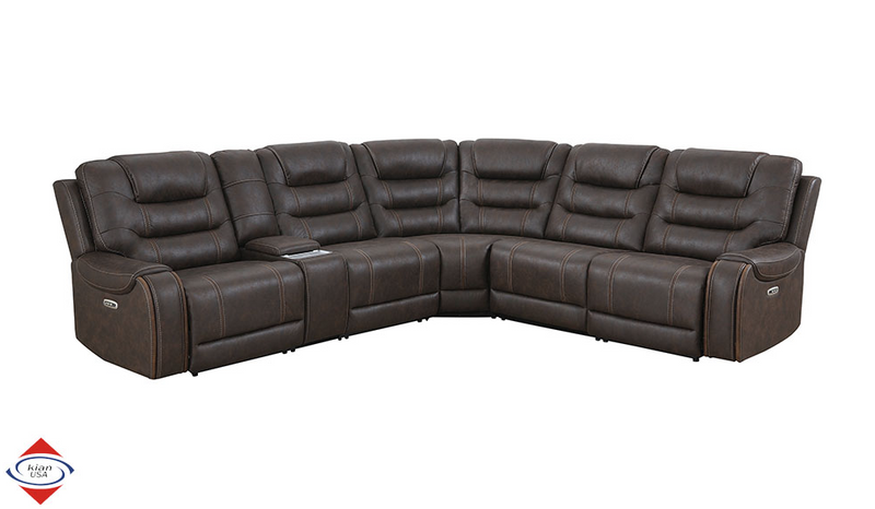 Kian USA Power Reclining Sectional in Brown or Gray Microfiber
