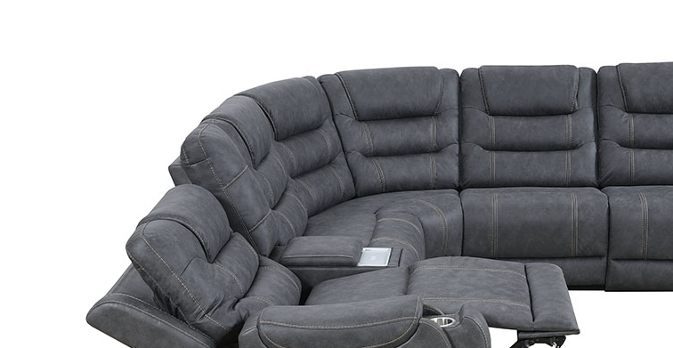 Kian USA Power Reclining Sectional in Brown or Gray Microfiber