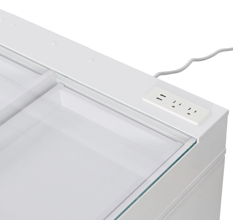 SlayStation Lumina Pro 2.0 Tabletop w/ LED Light + Vanity Mirror + 5 Drawer Units Bundle in White RGB