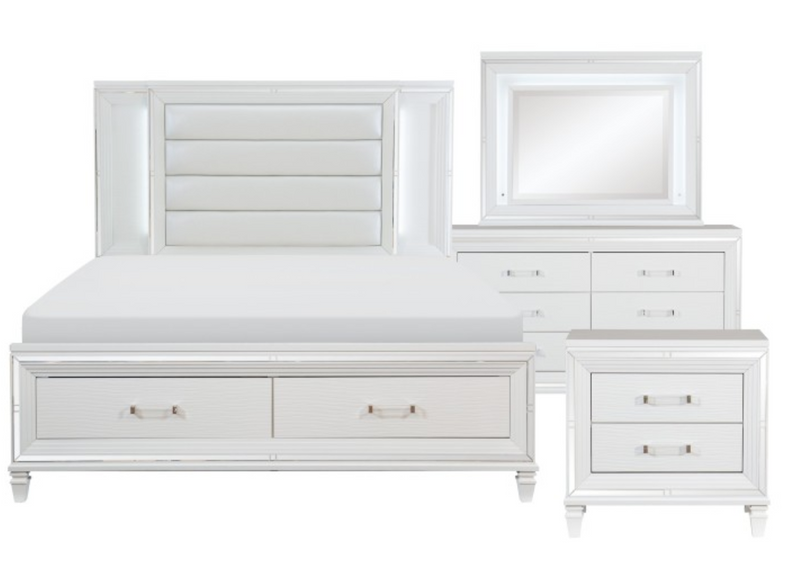 Tamsin Bedroom Collection 4pc in Silver and White