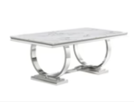 Elegant Marble style look in white with gray chairs D1003 7PC