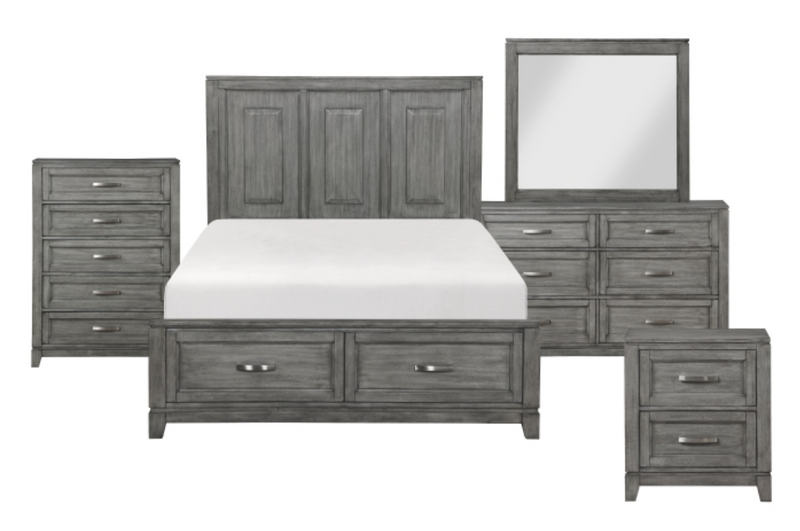 Garretson Queen 4 & 5 Piece Bed Set Gray & White