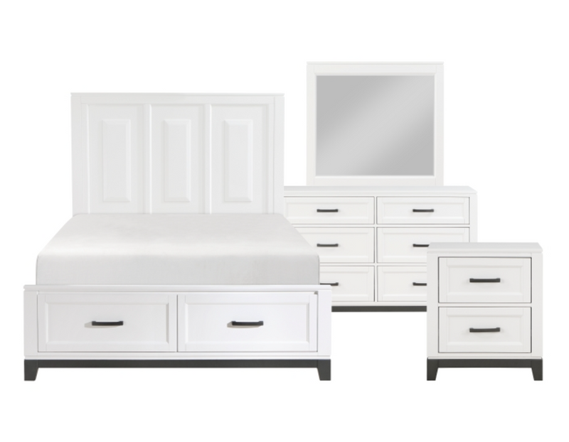 Garretson Queen 4 & 5 Piece Bed Set Gray & White