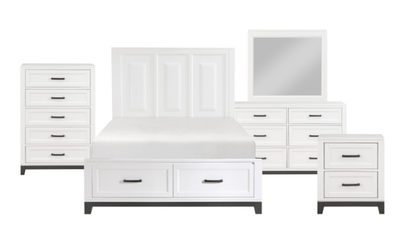 Garretson Queen 4 & 5 Piece Bed Set Gray & White