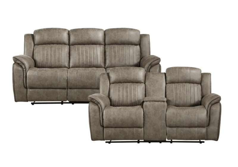 Centeroak Motion Sofa Set 2pc/3pc in Microfiber Gray or Brown