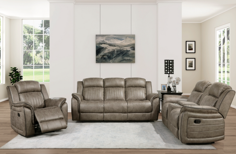 Centeroak Motion Sofa Set 2pc/3pc in Microfiber Gray or Brown