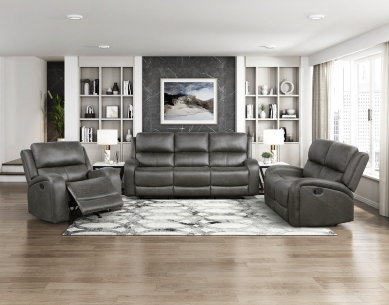 Pagosa Motion Sofa Set 2pc/3pc in Microfiber Brown or Gray